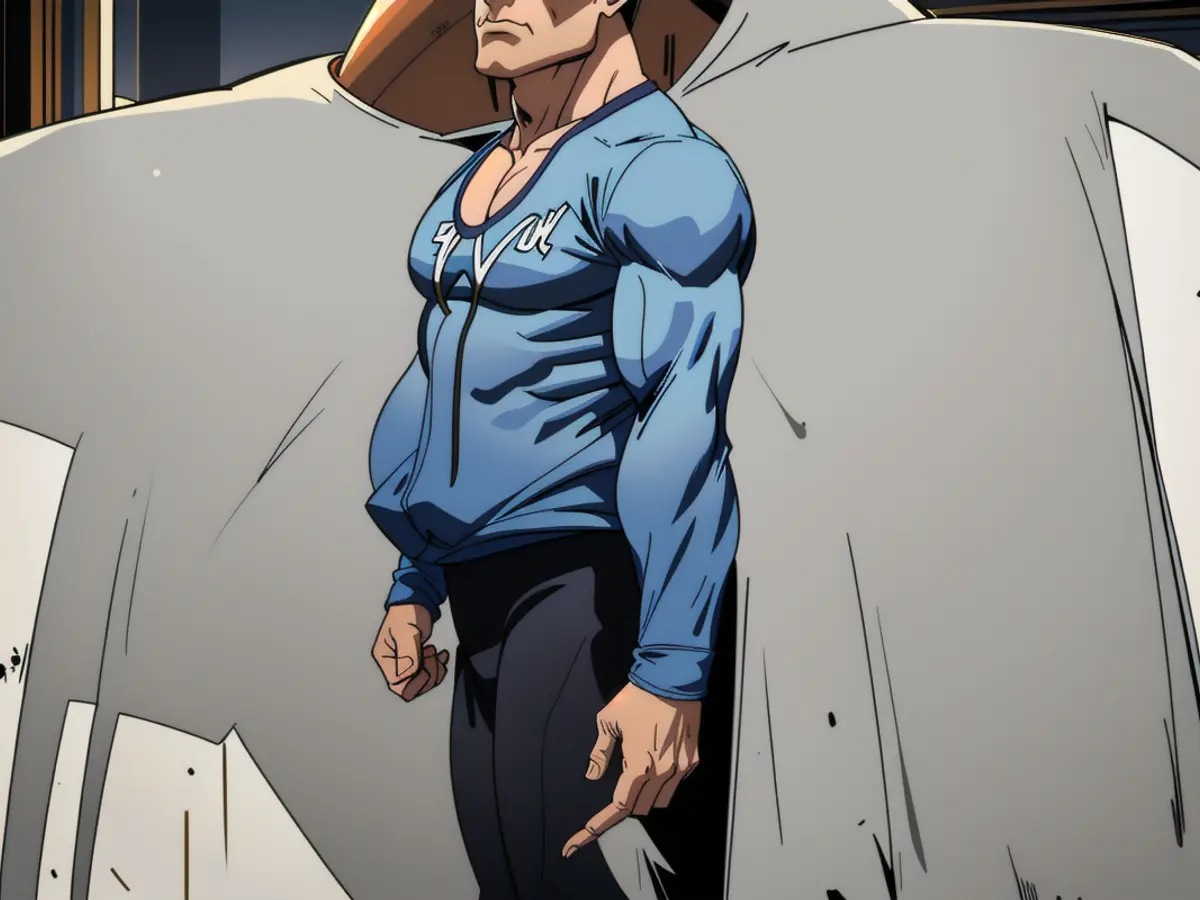 Visual depiction of a high-profile political figure, exhibiting an intense and confrontational stare, standing amidst a crowd of protestors, clutching a megaphone in one hand and engaging in a heated speech. Critic sporting a black skirt and denim jacket during appraisal